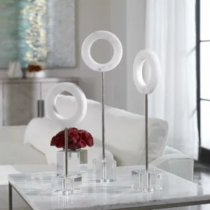 Uttermost Coin Toss White Marble Rings Set of 3 Sculptural Objects