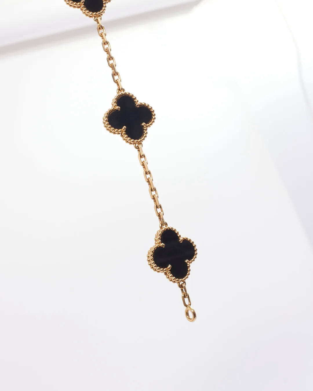 Van Cleef & Arpels Gold Black Onyx 5 Motif Vintage Alhambra Bracelet