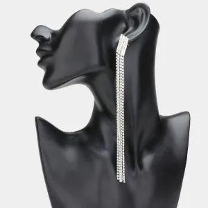 Very Long AB Rhinestone Fringe Pageant Earrings  | Very Long Earrings |  632927
