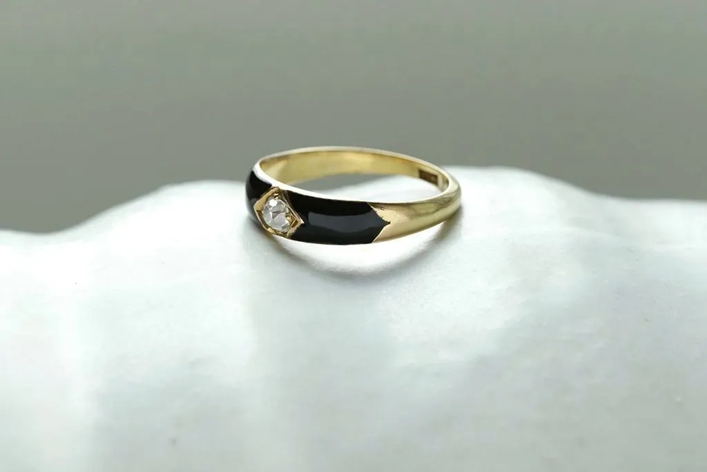 Victorian Black Enamel Diamond Band