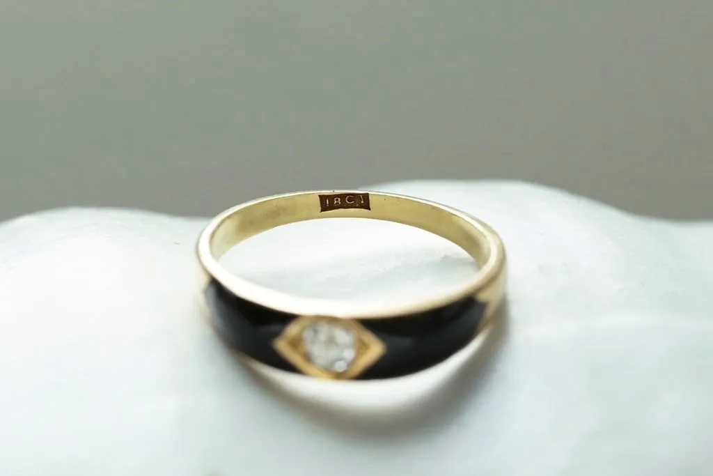 Victorian Black Enamel Diamond Band