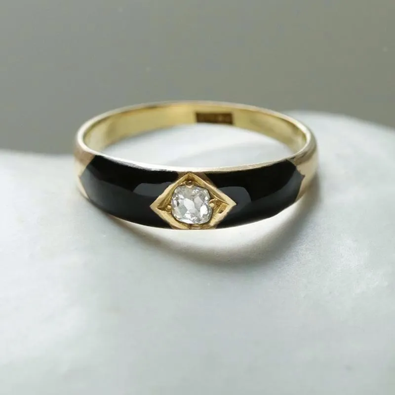 Victorian Black Enamel Diamond Band