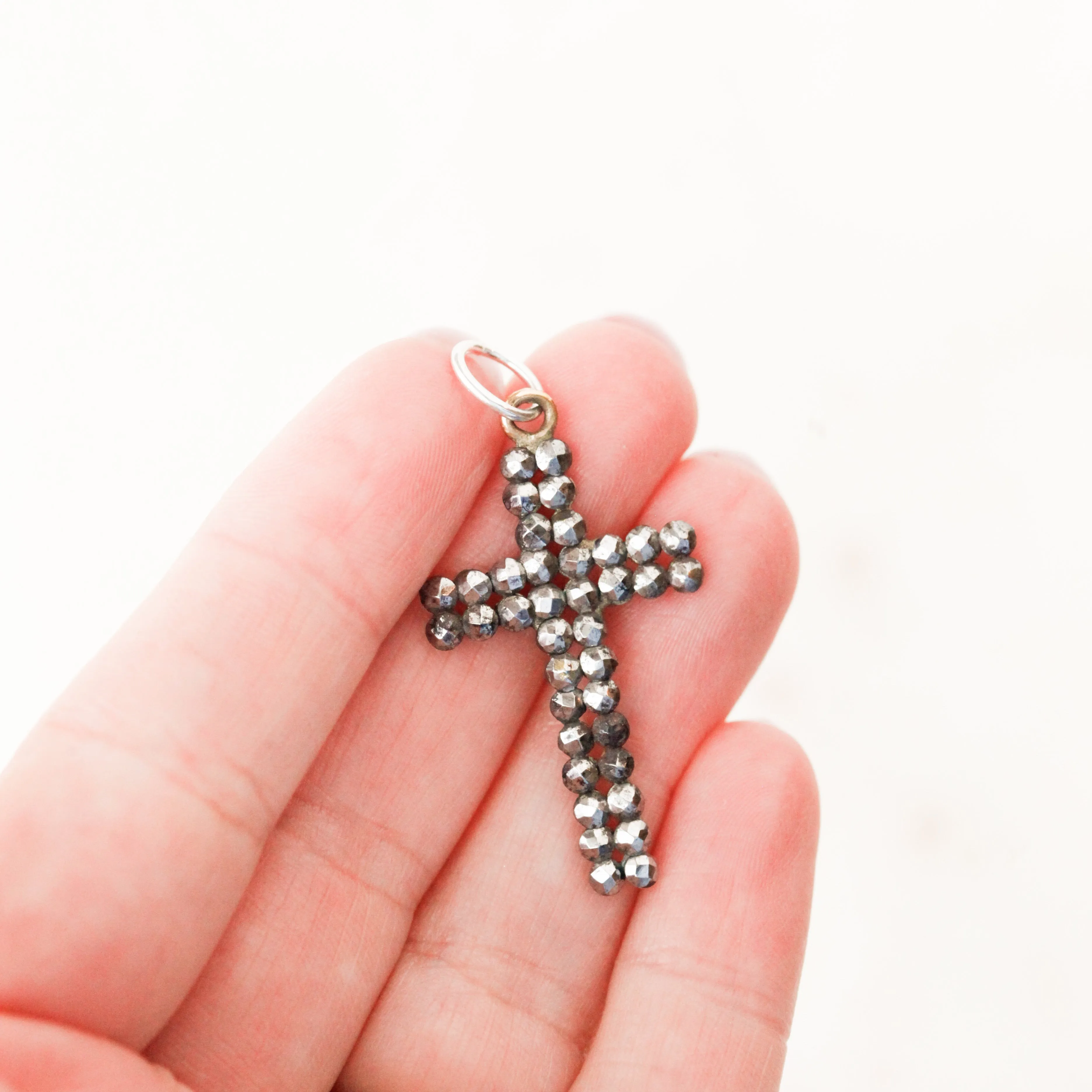Victorian Cut-Steel Cross Charm