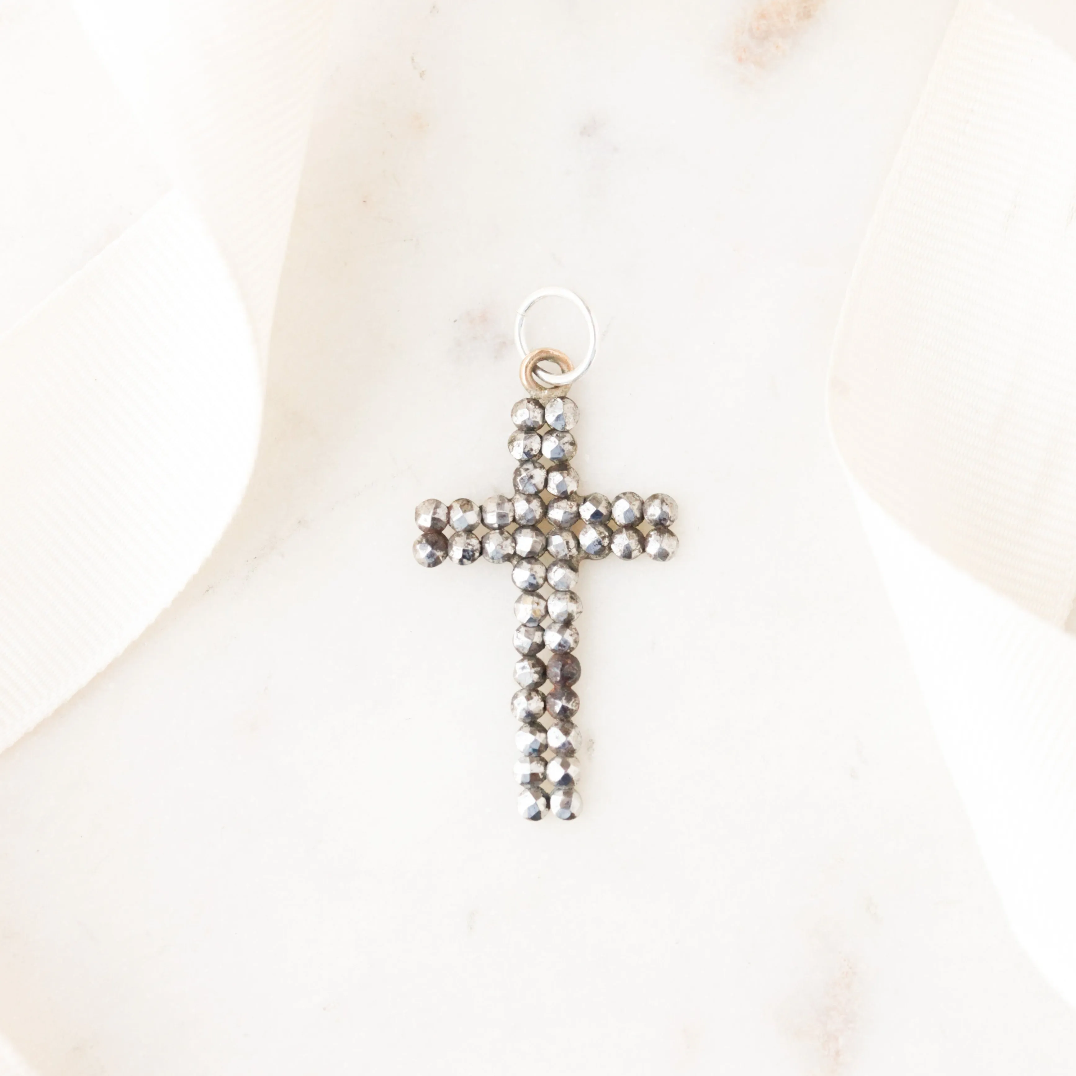 Victorian Cut-Steel Cross Charm