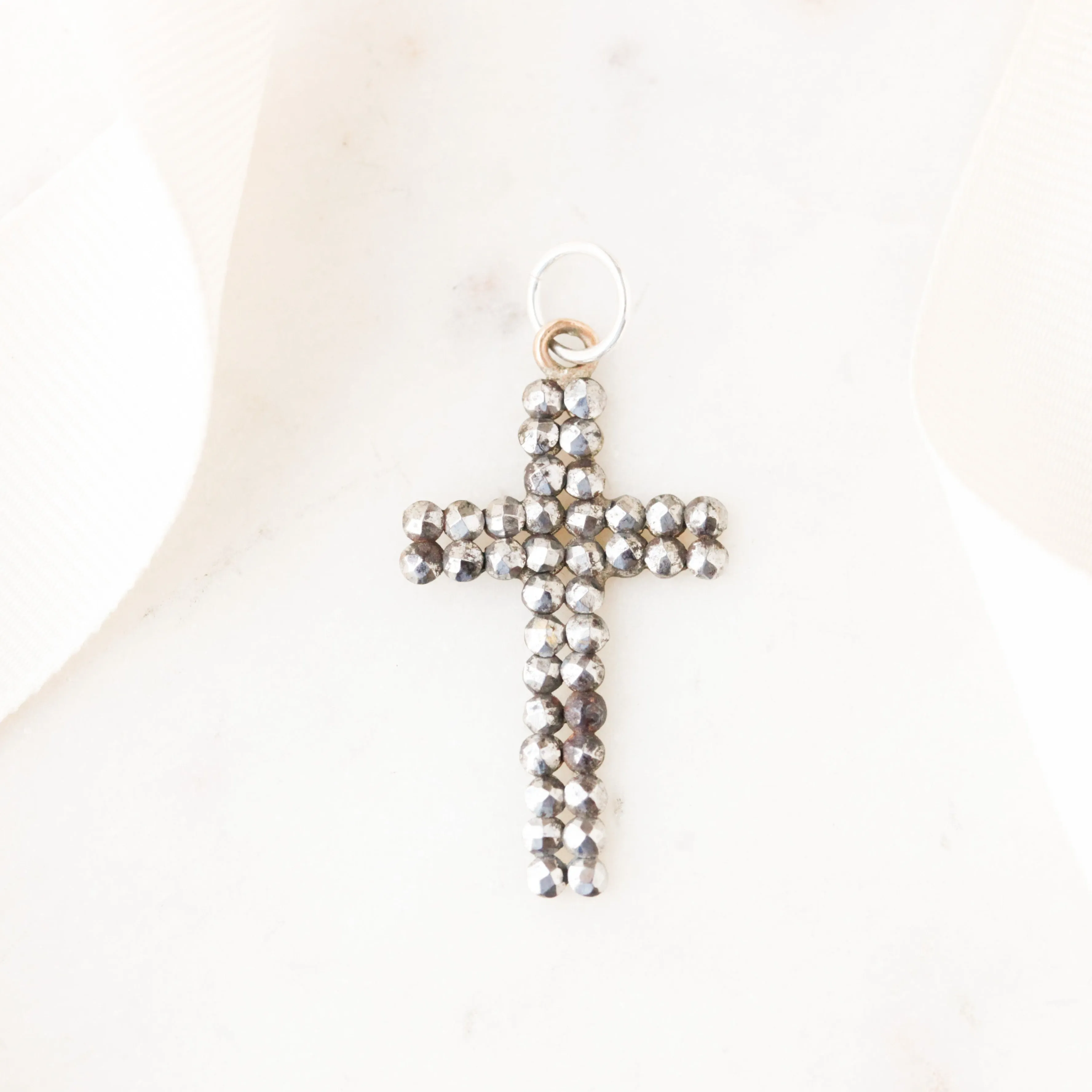 Victorian Cut-Steel Cross Charm