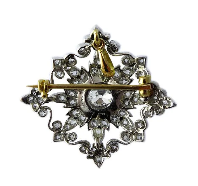 Victorian Diamond Starburst Cluster Pendant