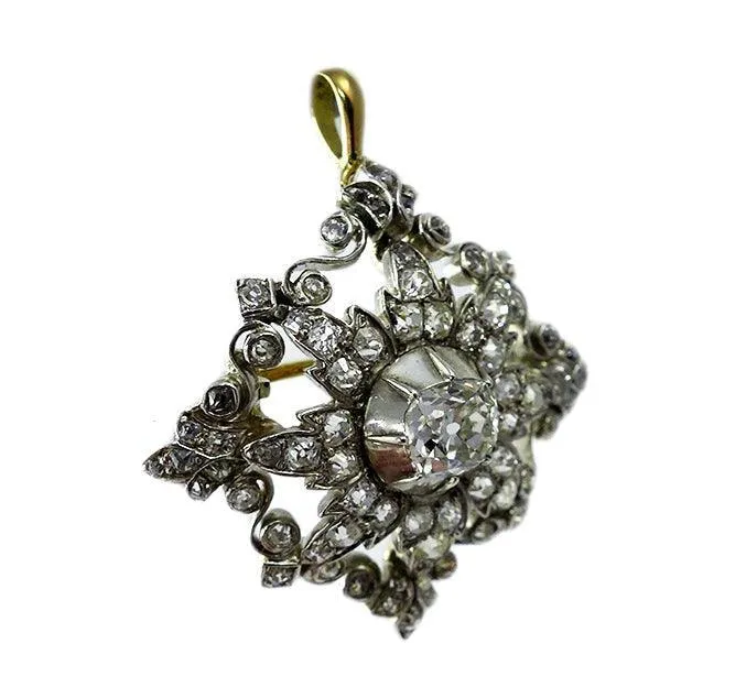 Victorian Diamond Starburst Cluster Pendant