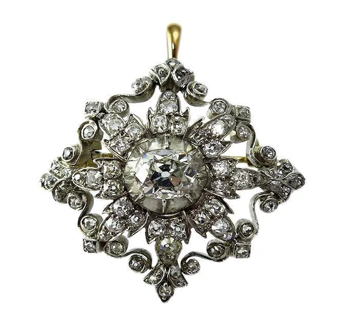 Victorian Diamond Starburst Cluster Pendant