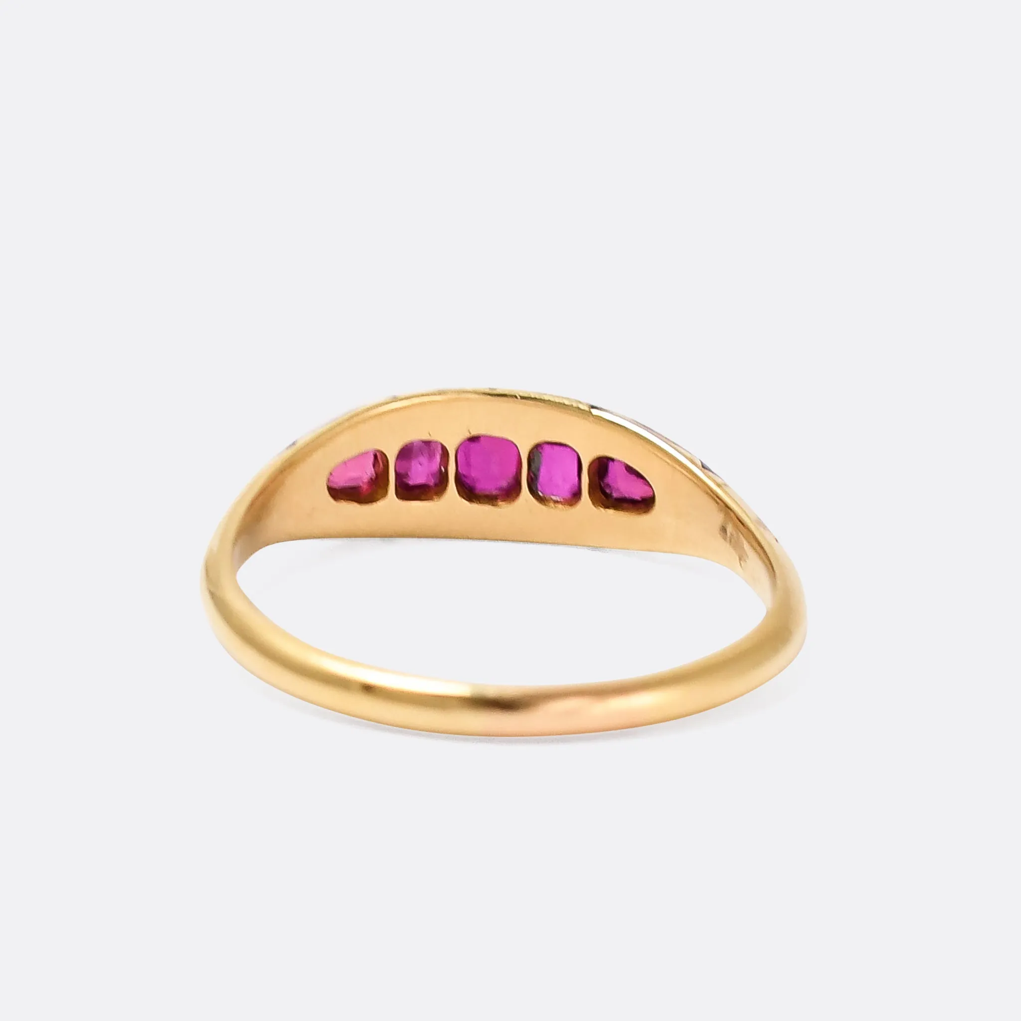 Victorian Enamelled Ruby 5-Stone Ring