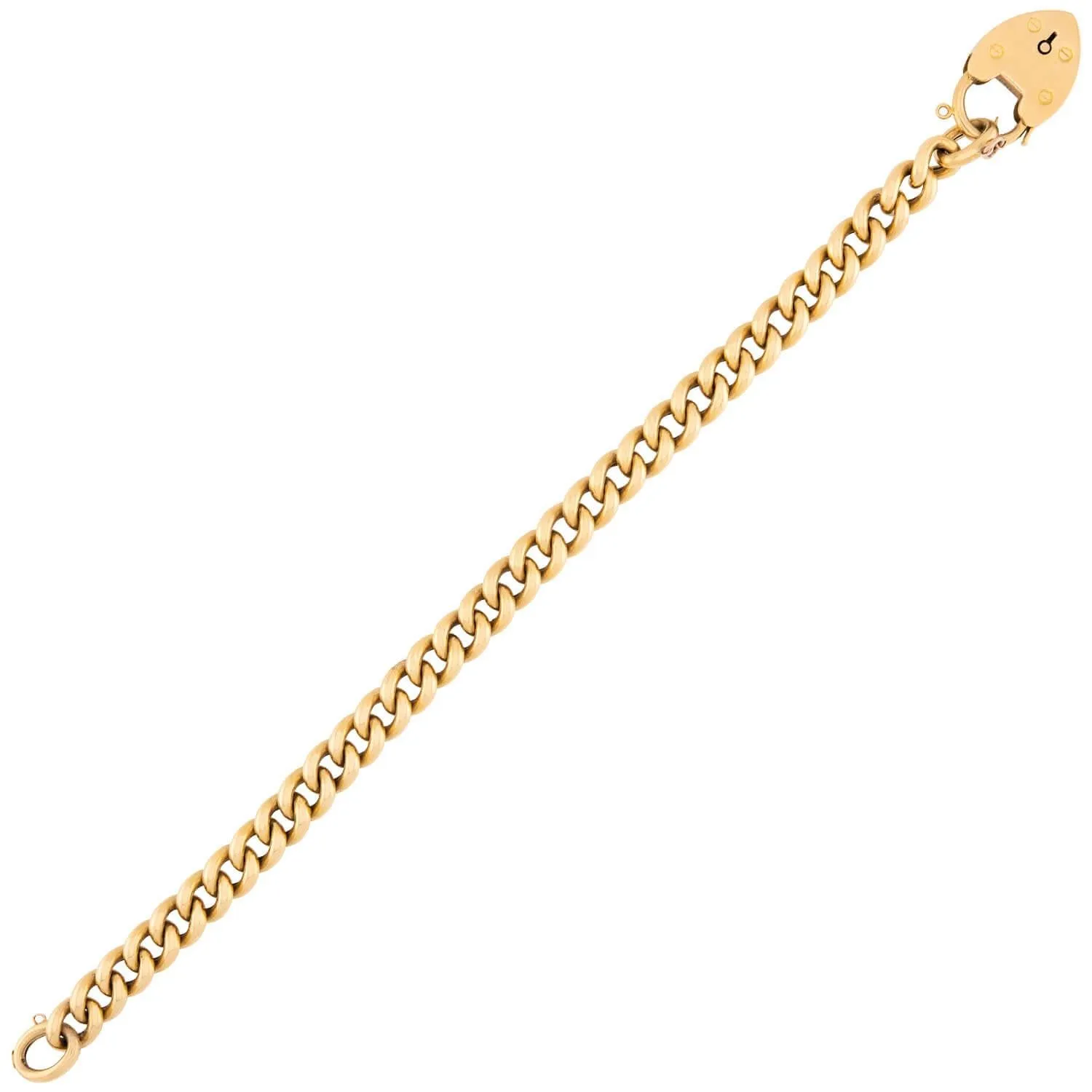 Victorian English 18k Cuban Link Heart Padlock Bracelet