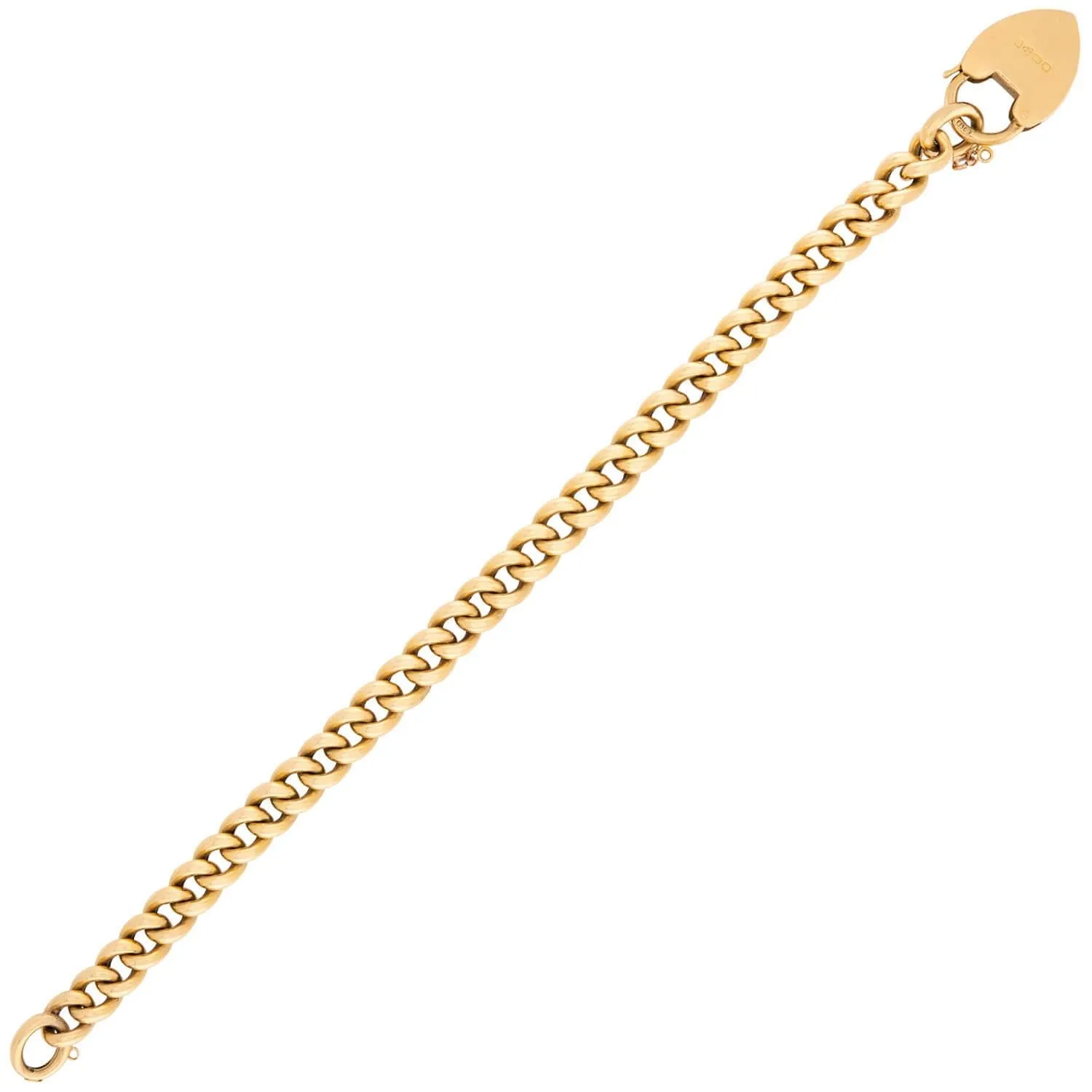Victorian English 18k Cuban Link Heart Padlock Bracelet