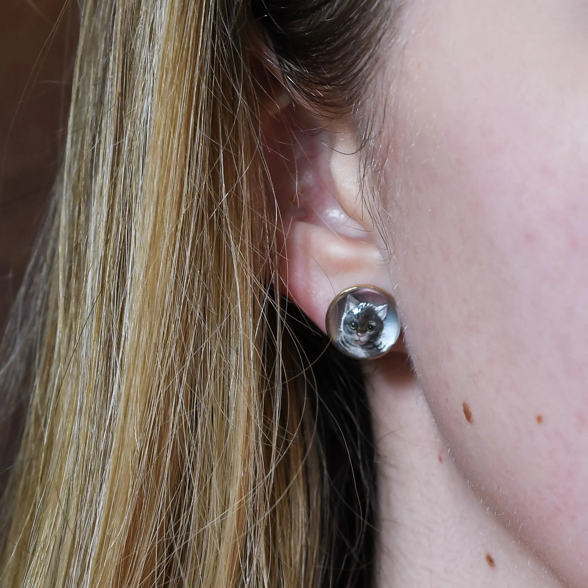 Victorian Essex Crystal Cat Earrings