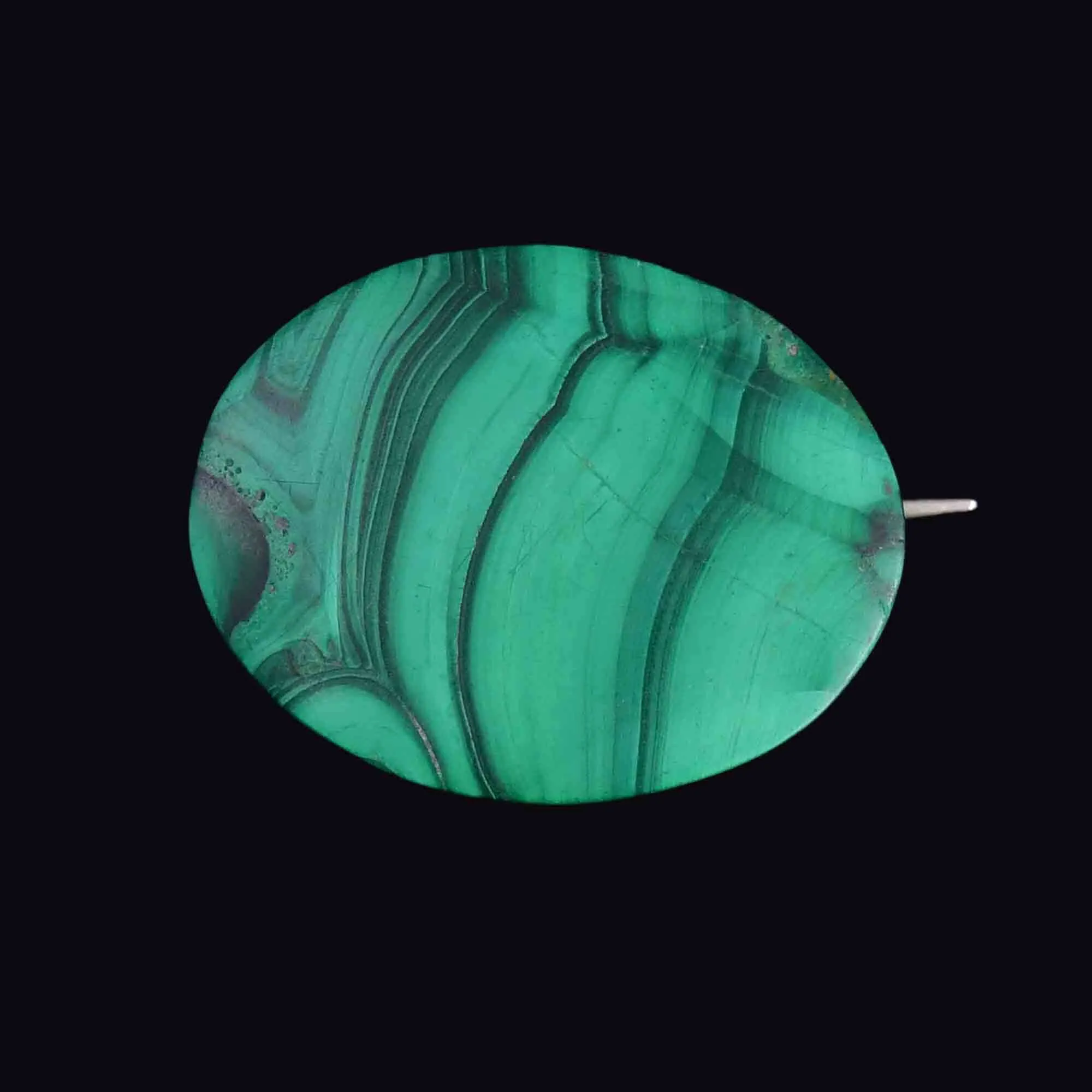 Victorian Large Oval Malachite Pin Brooch
