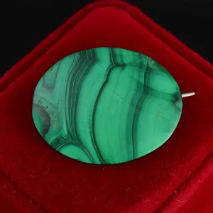Victorian Large Oval Malachite Pin Brooch