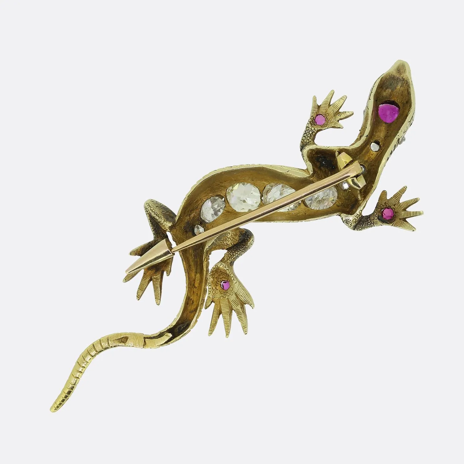 Victorian Ruby and Diamond Lizard Brooch