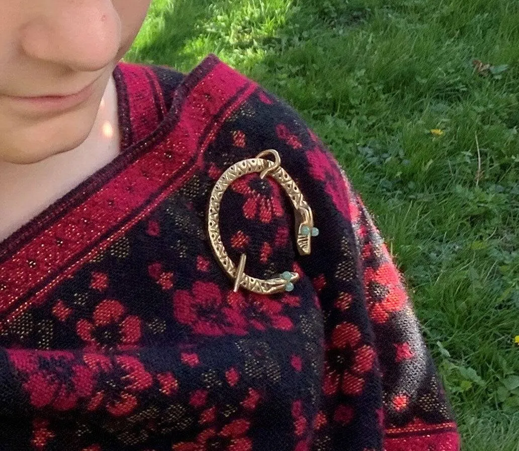 Viking Pen Annular Medieval Brooch with Animal Heads