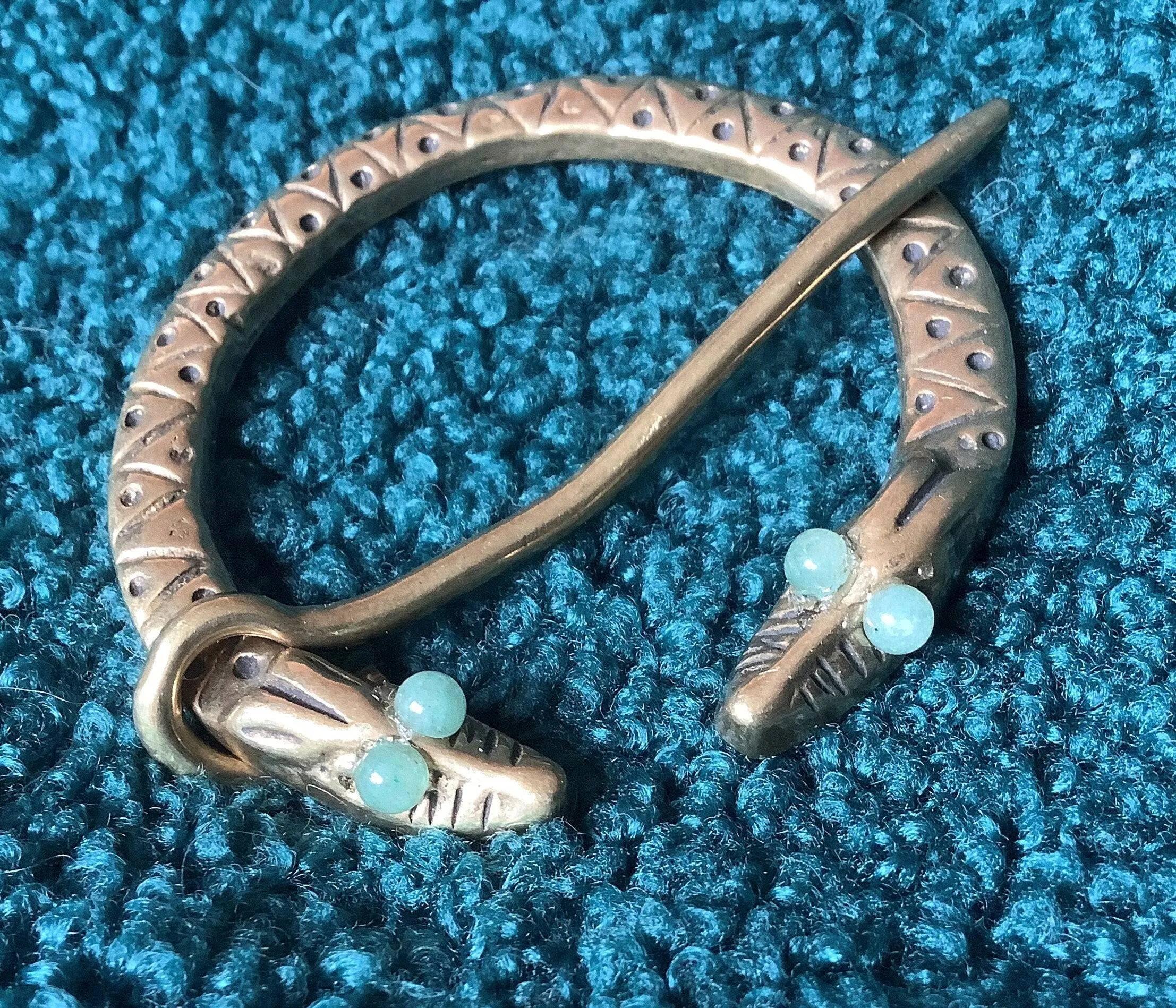 Viking Pen Annular Medieval Brooch with Animal Heads