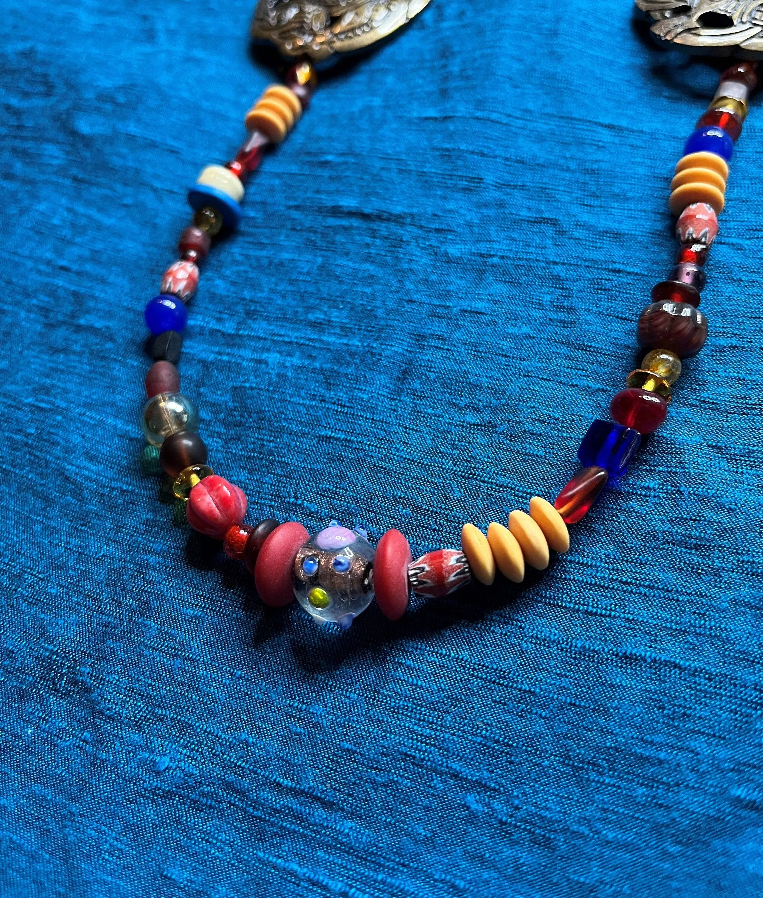 Viking Round Brooches and Glass Bead String