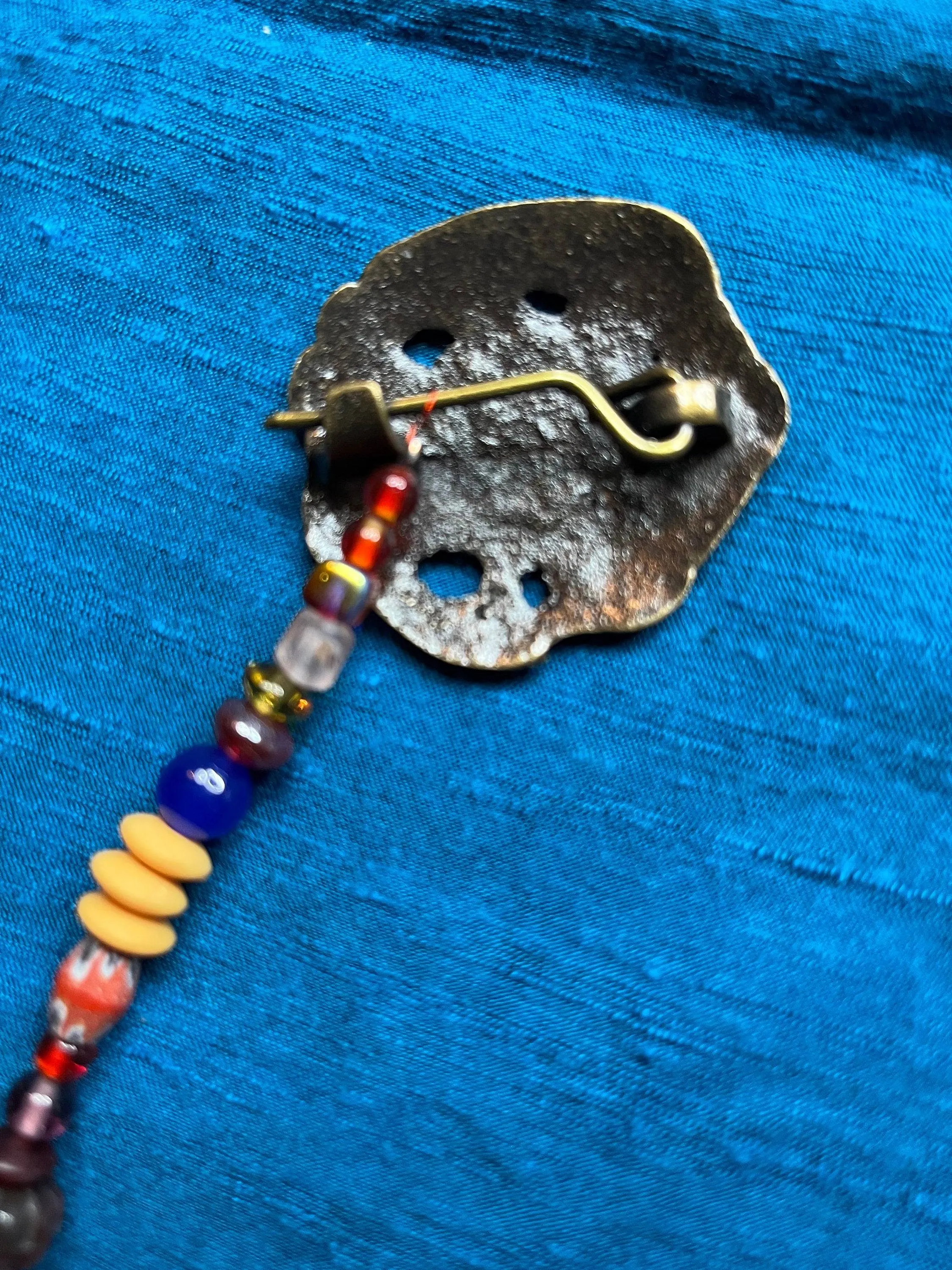 Viking Round Brooches and Glass Bead String