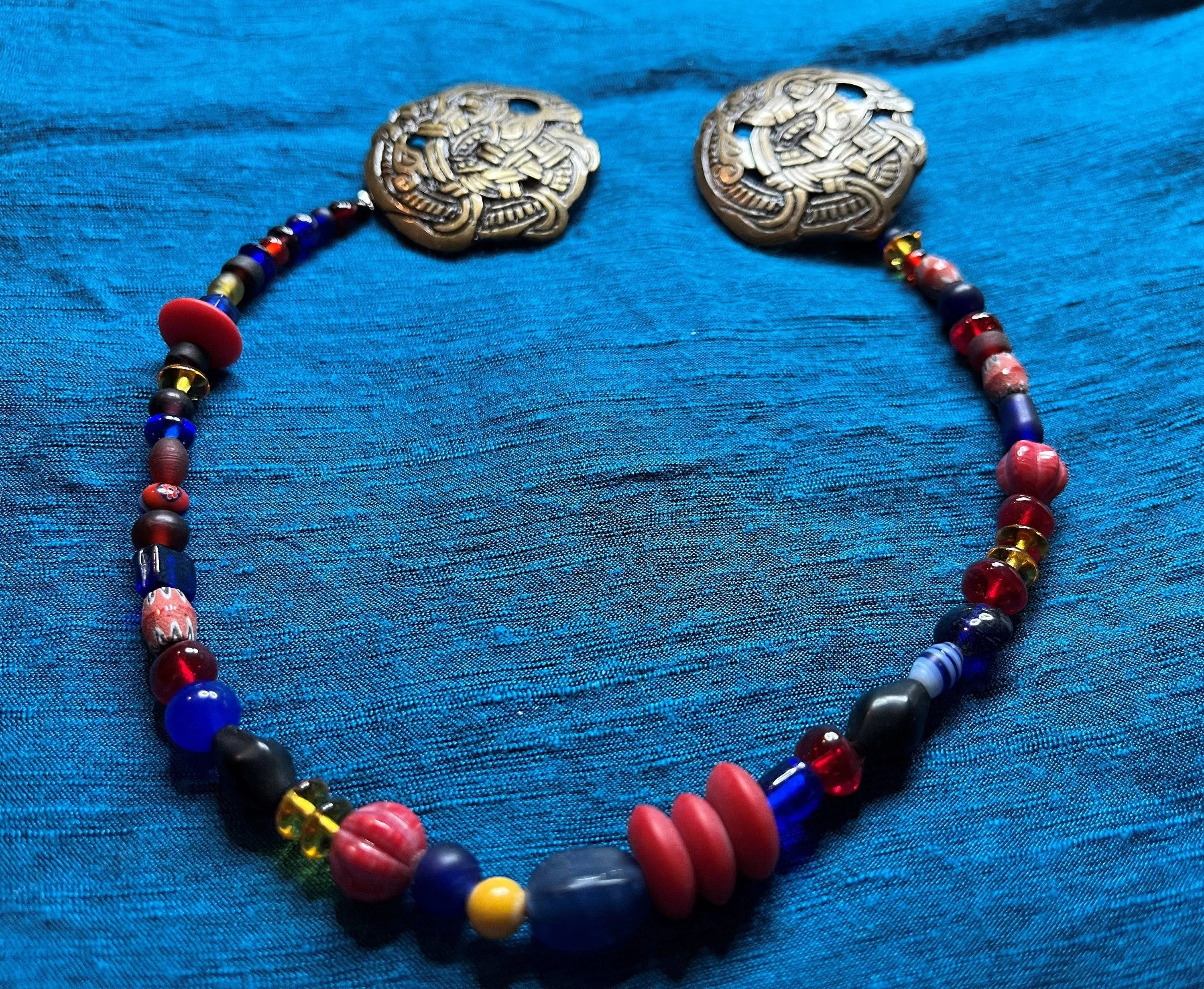 Viking Woman's Brooch and Beaded Necklace Set