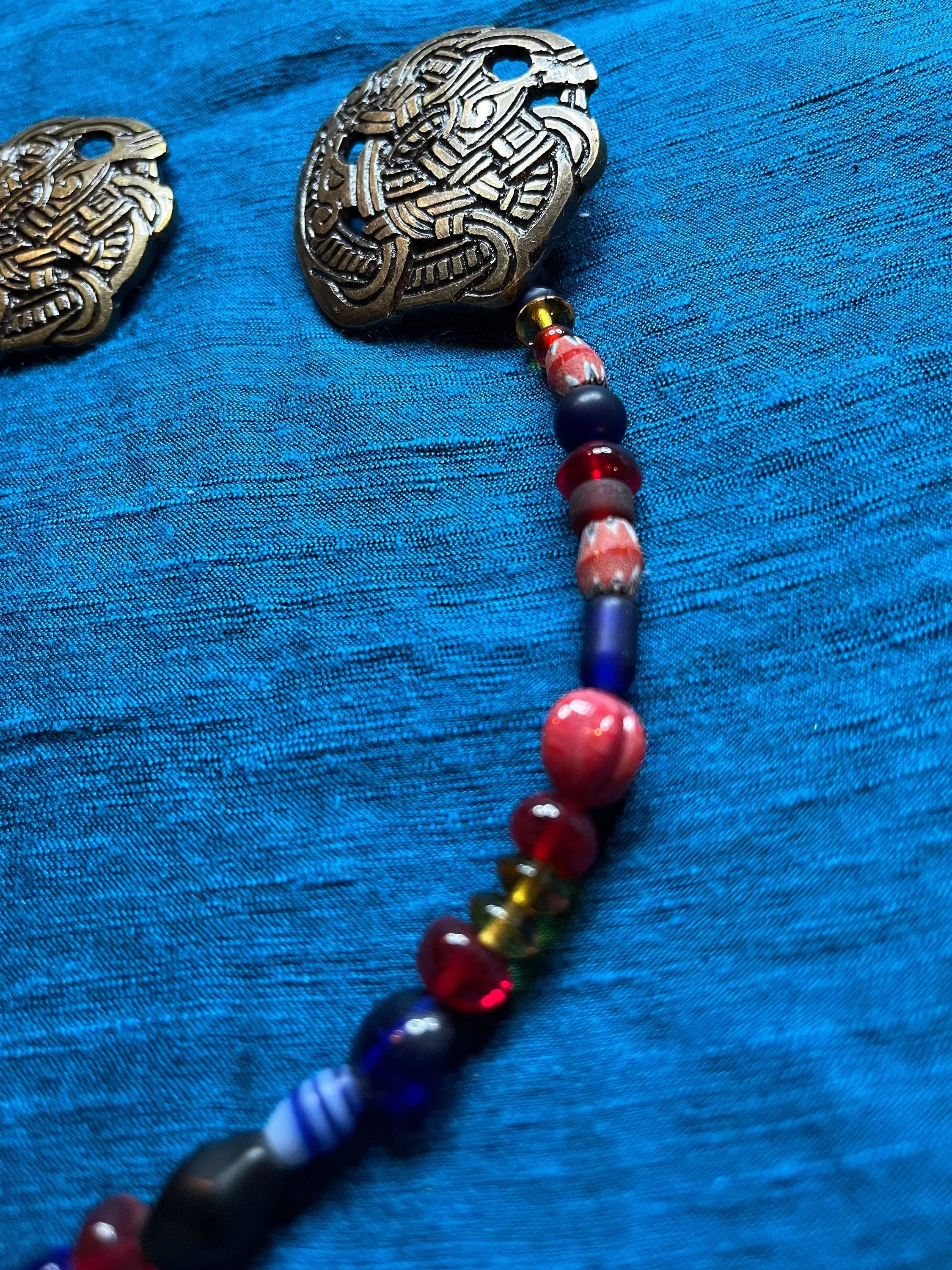 Viking Woman's Brooch and Beaded Necklace Set