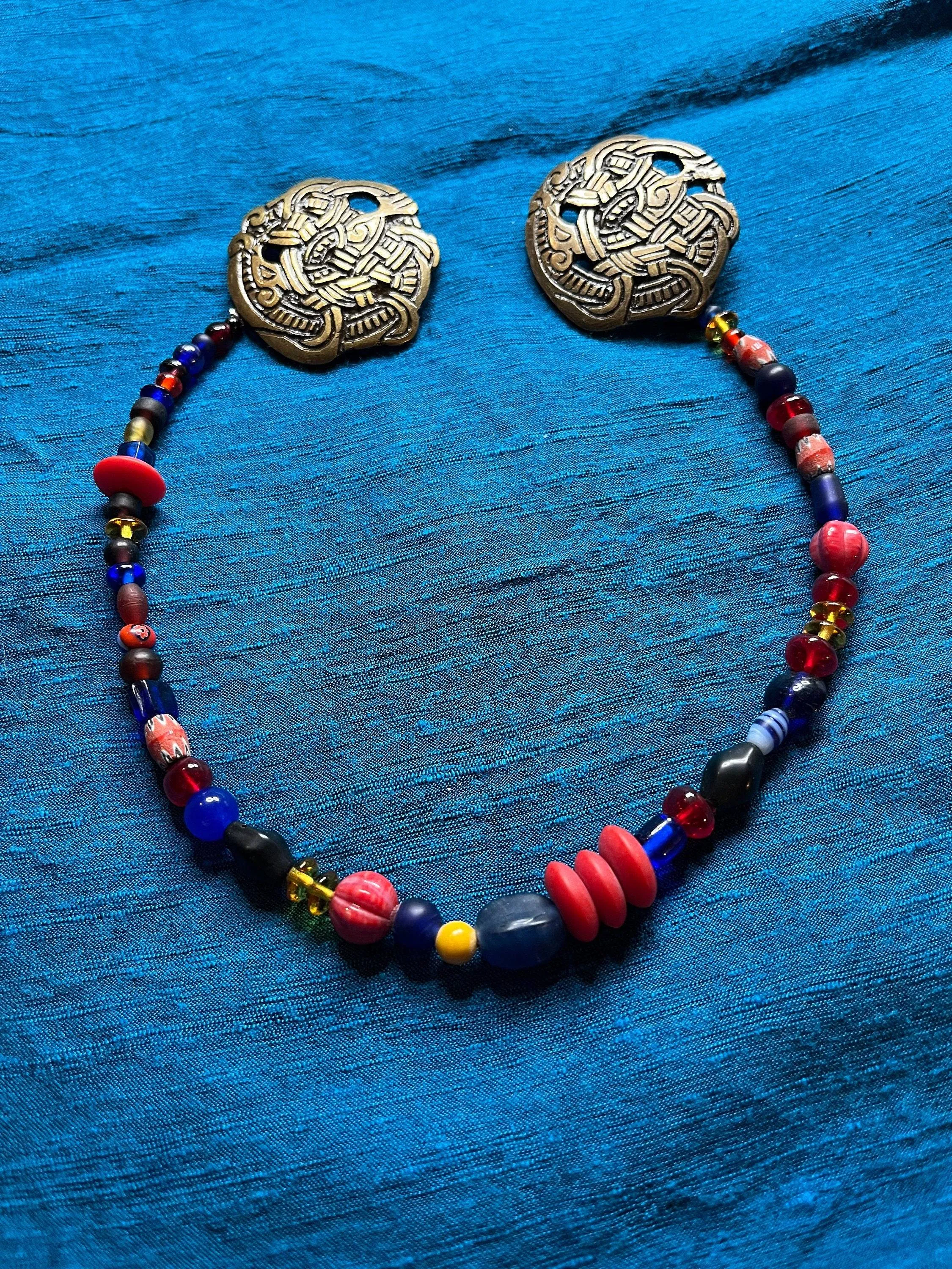 Viking Woman's Brooch and Beaded Necklace Set