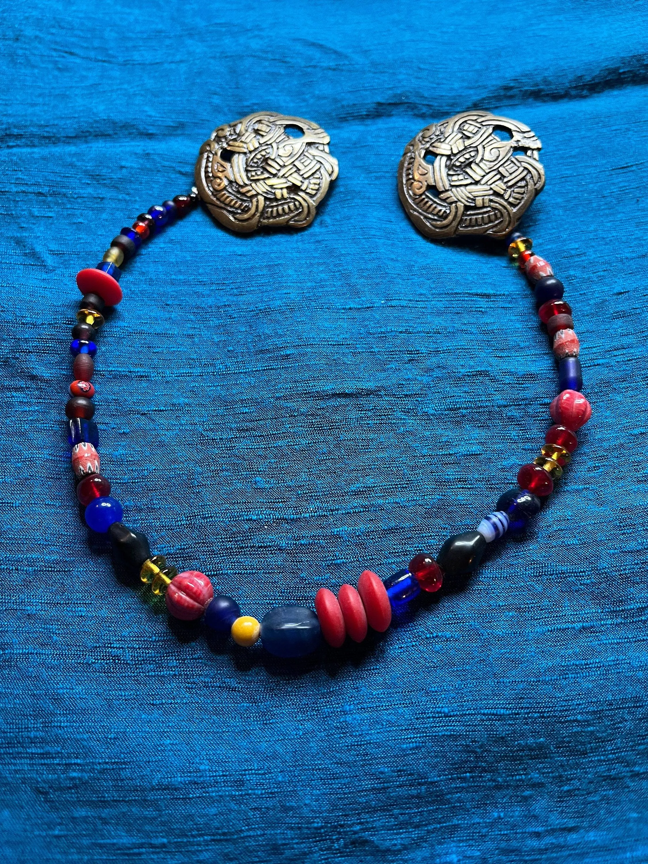 Viking Woman's Brooch and Beaded Necklace Set
