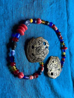 Viking Woman's Brooch and Beaded Necklace Set