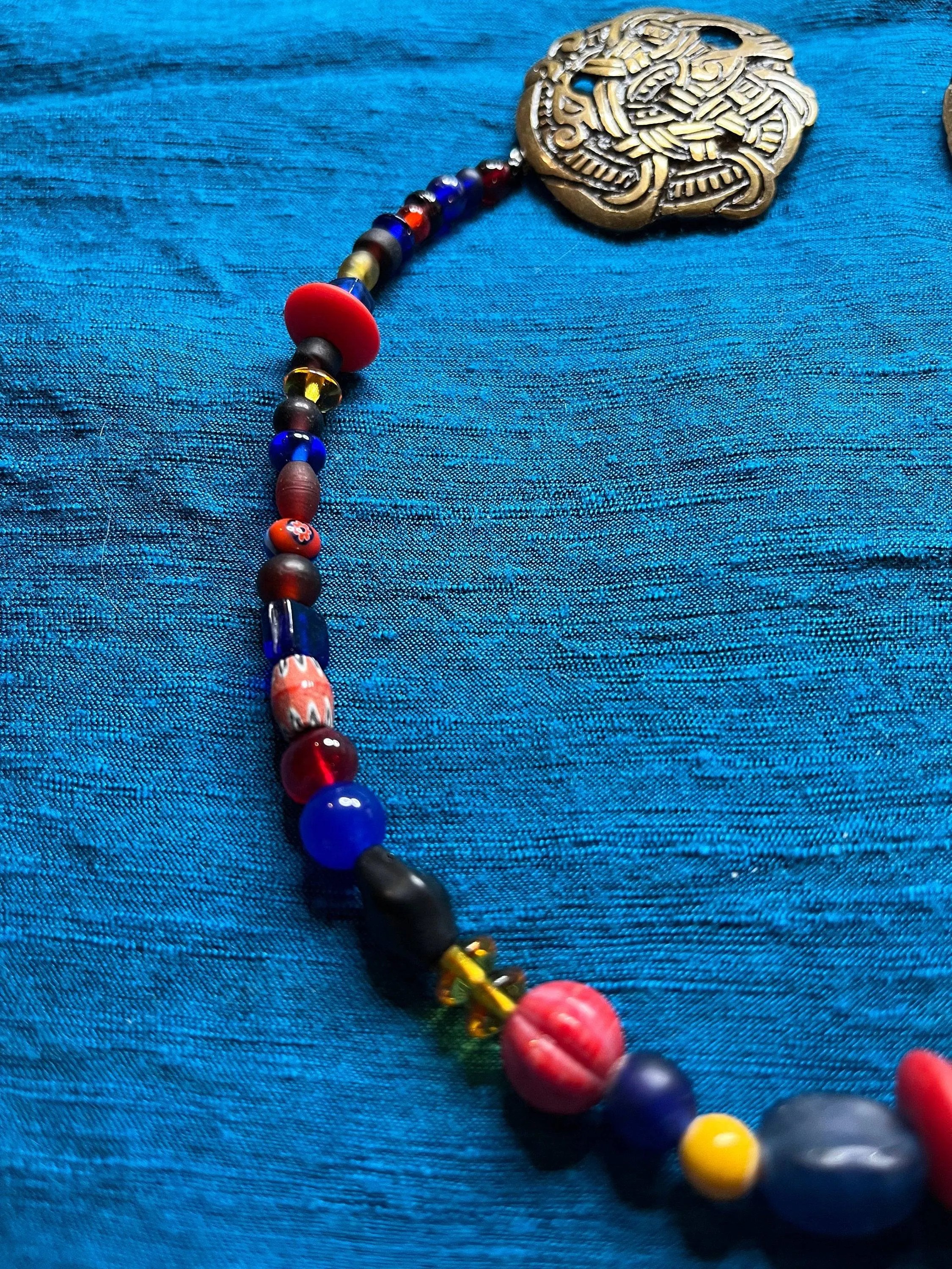 Viking Woman's Brooch and Beaded Necklace Set