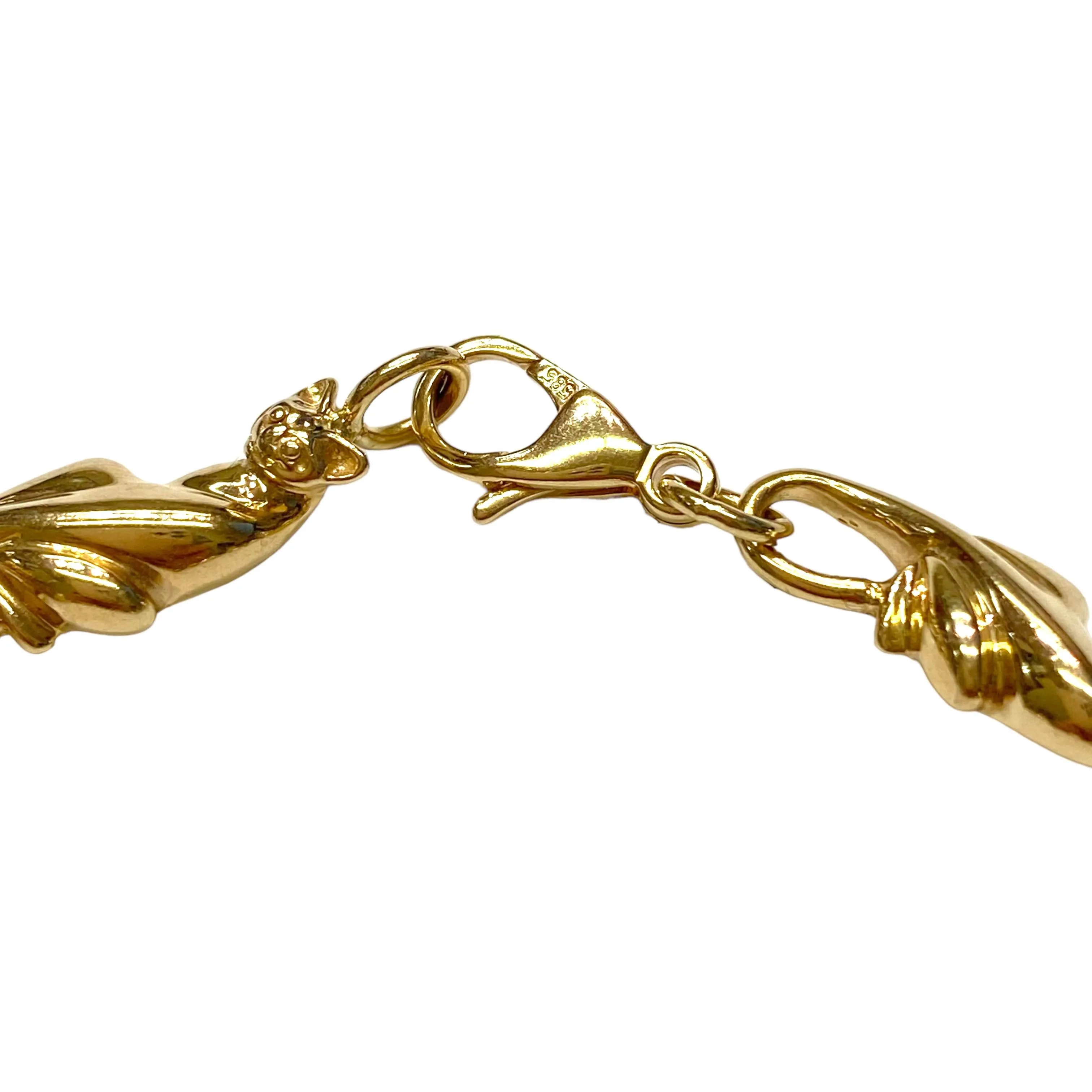 Vintage 14K Yellow Gold Cat Bracelet