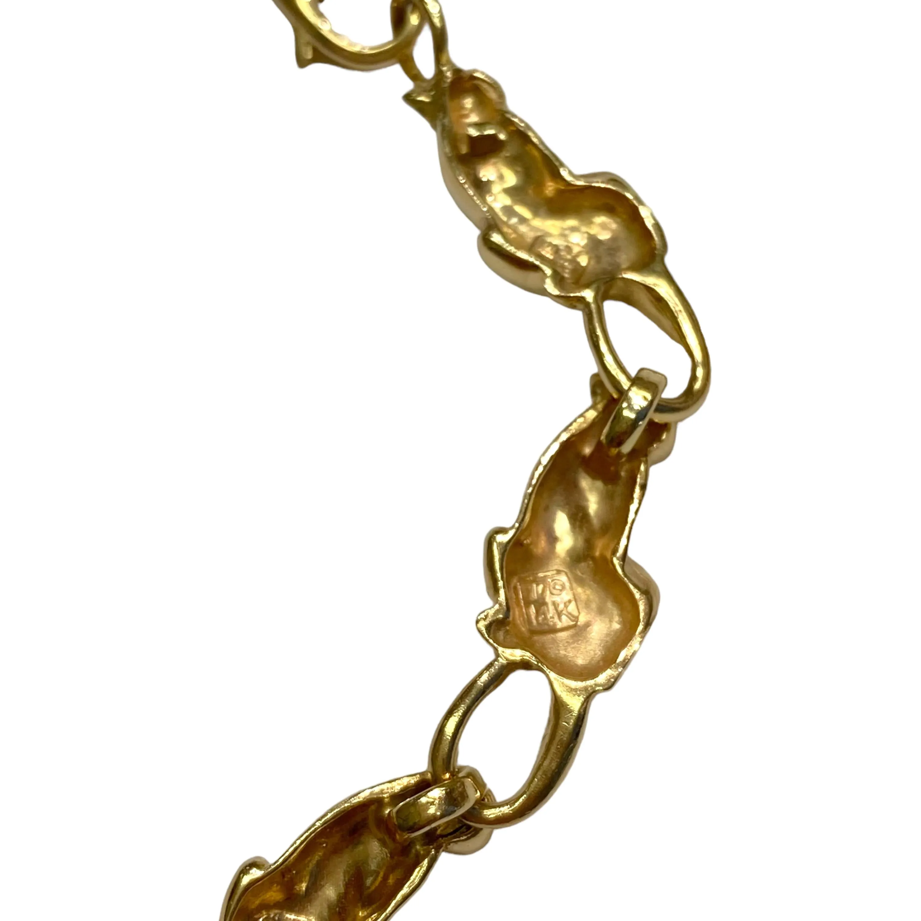 Vintage 14K Yellow Gold Cat Bracelet