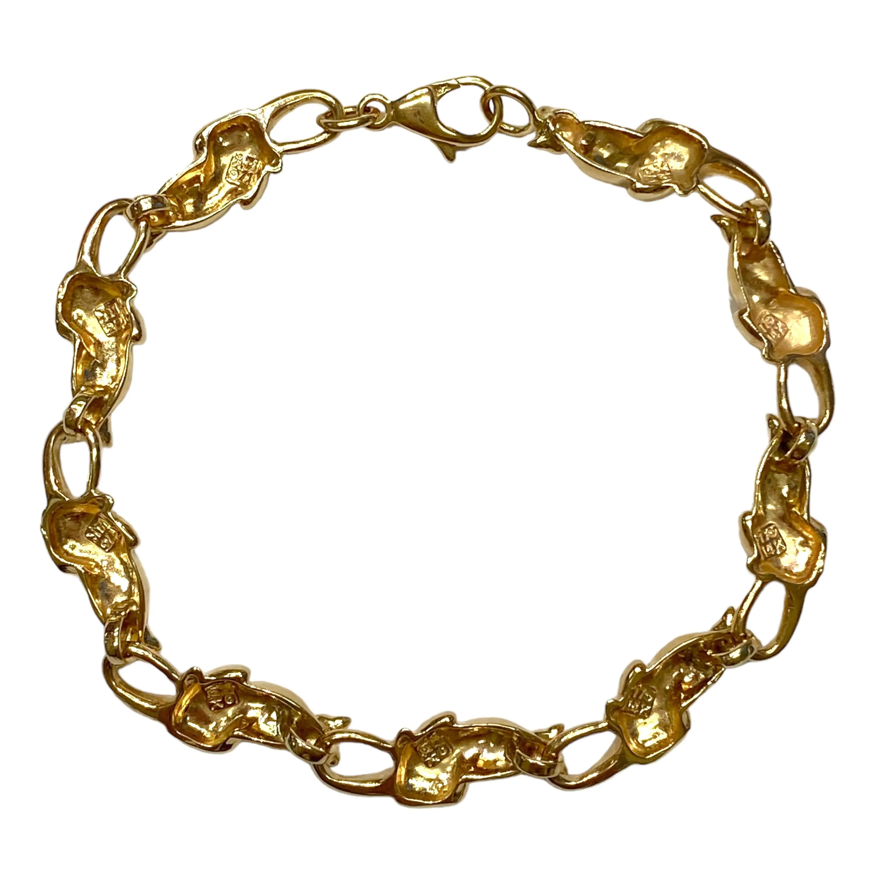Vintage 14K Yellow Gold Cat Bracelet