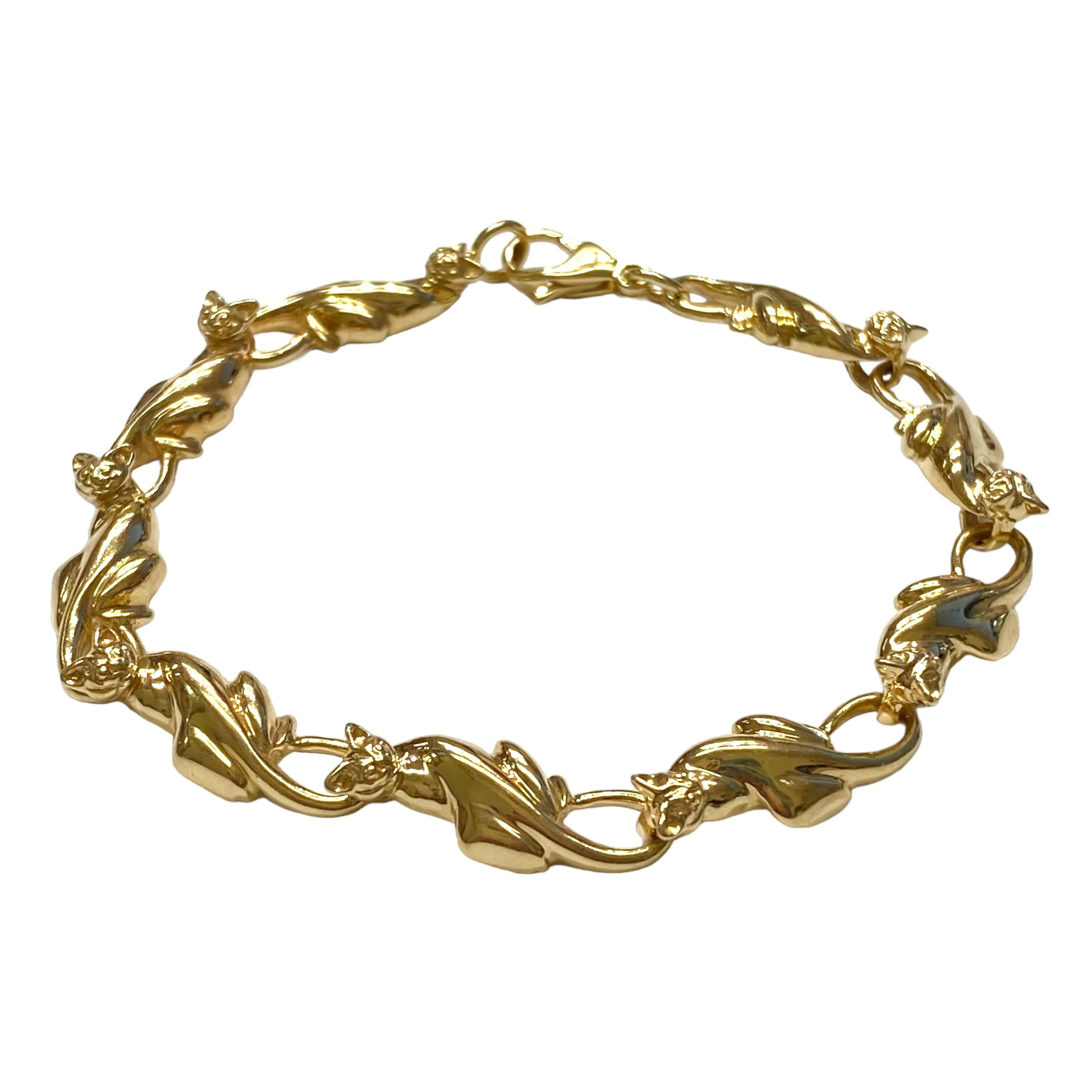 Vintage 14K Yellow Gold Cat Bracelet