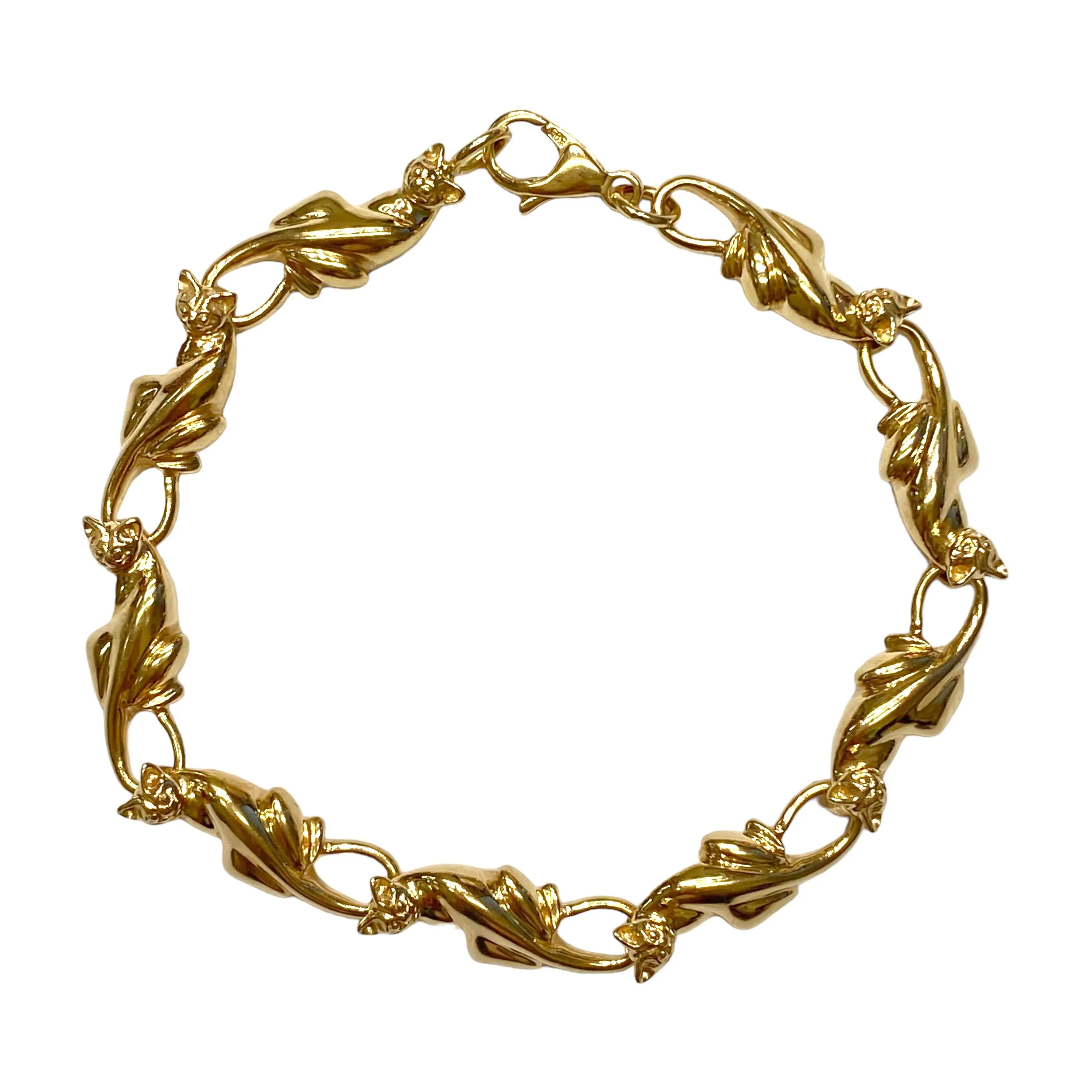 Vintage 14K Yellow Gold Cat Bracelet
