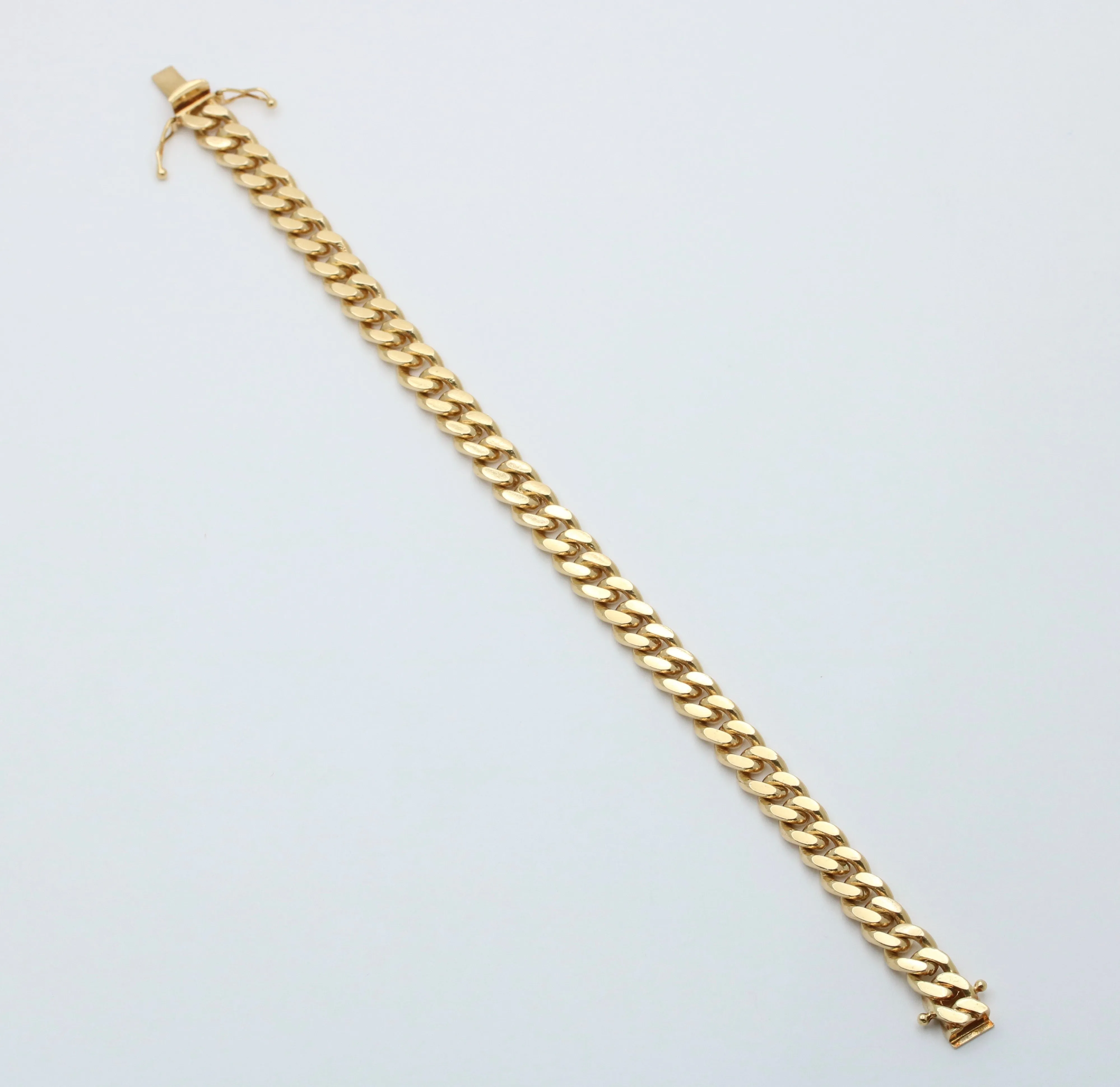 Vintage 18K Gold Solid Curb Link Bracelet, 7.5” Long