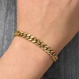 Vintage 18K Gold Solid Curb Link Bracelet, 7.5” Long
