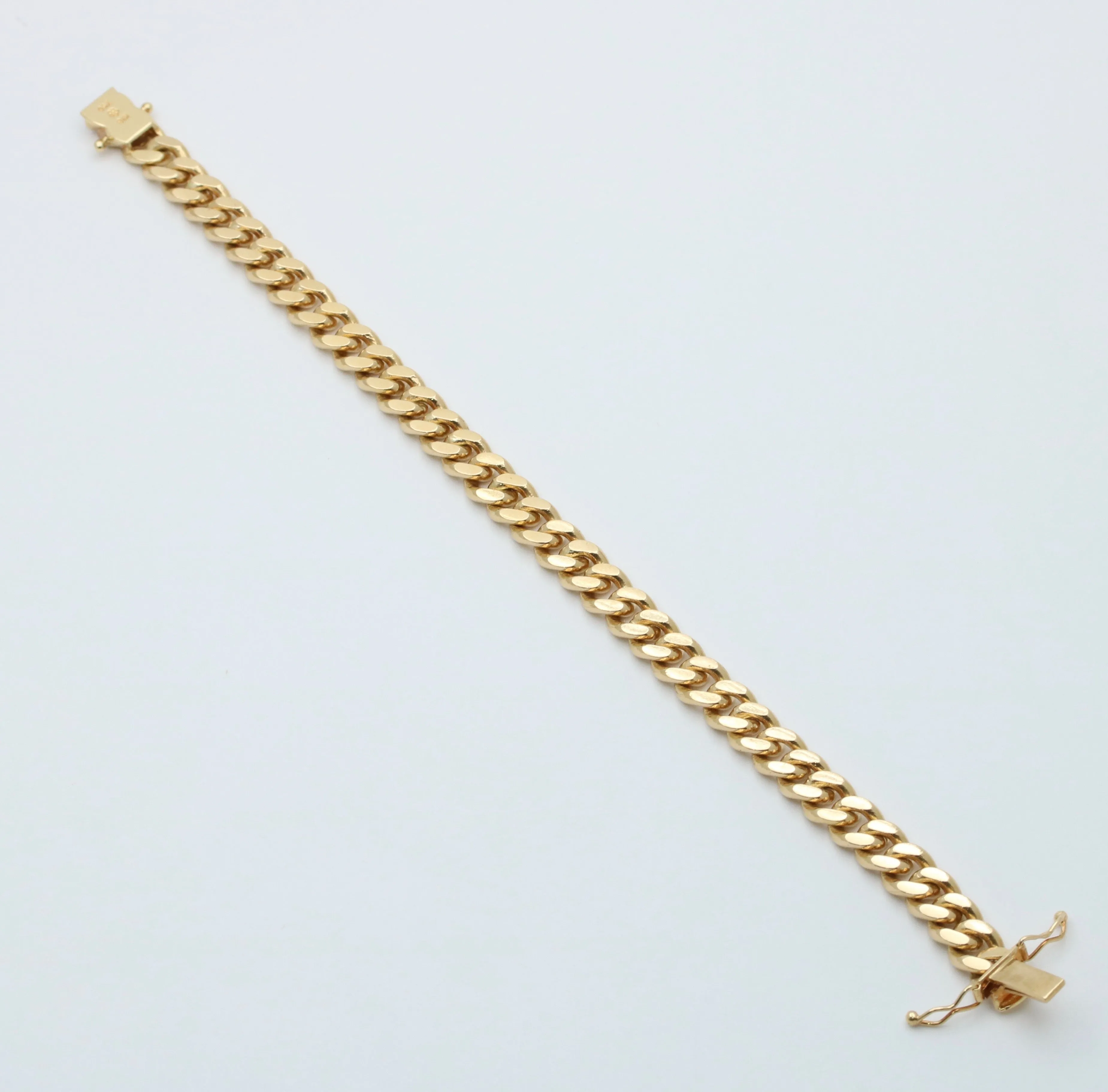 Vintage 18K Gold Solid Curb Link Bracelet, 7.5” Long