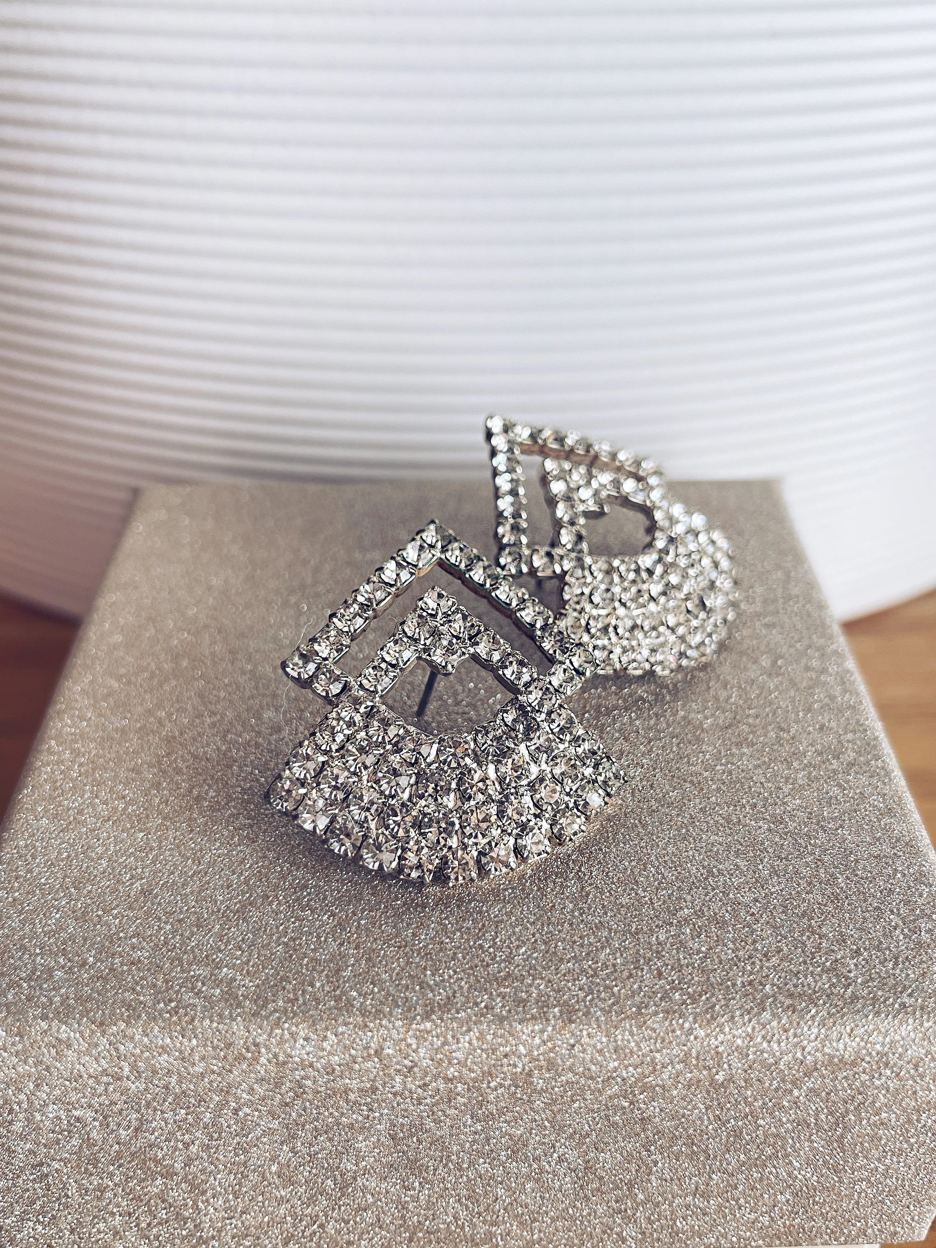 Vintage 80’s Geometric Rhinestone Earrings