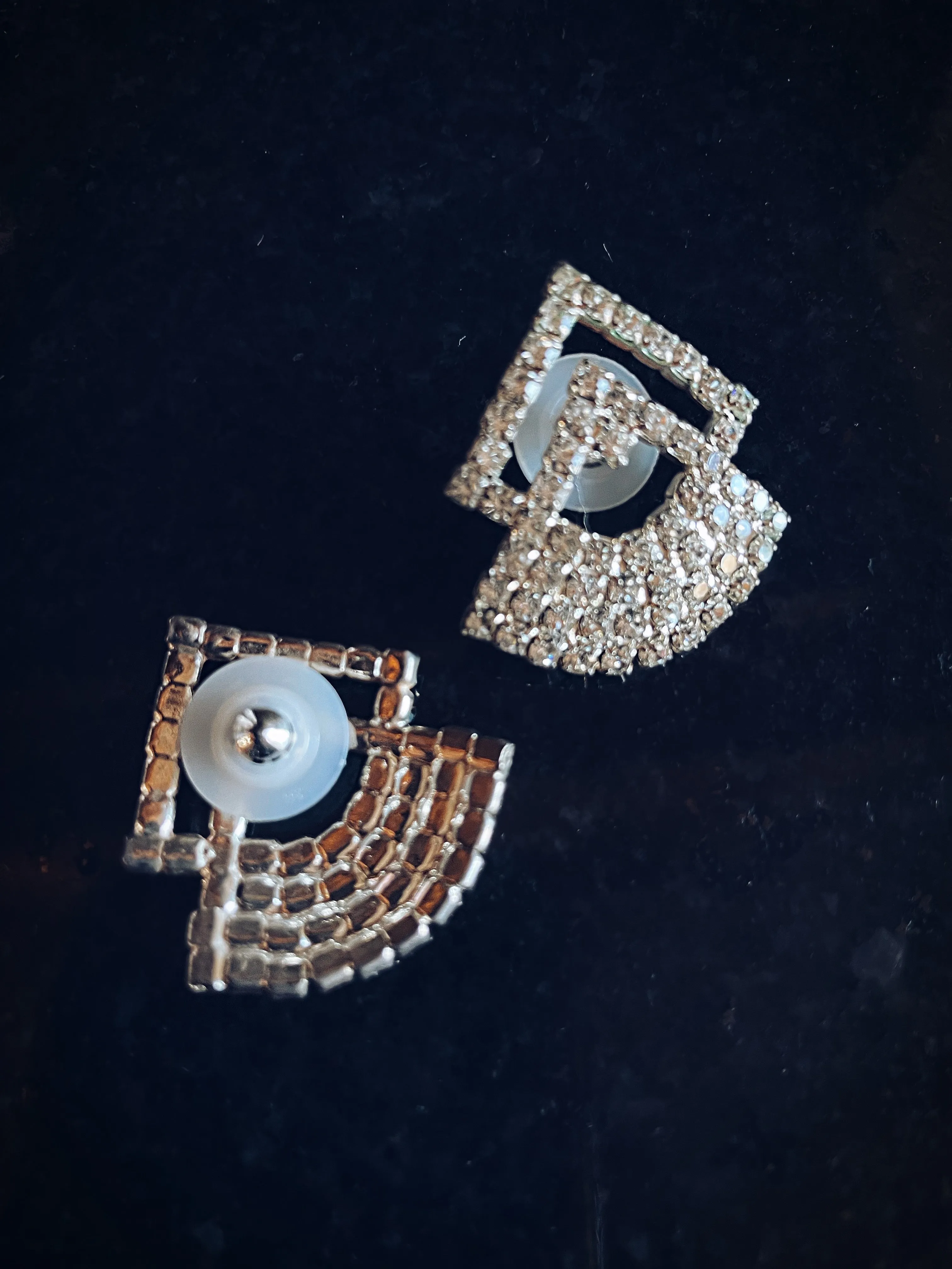 Vintage 80’s Geometric Rhinestone Earrings