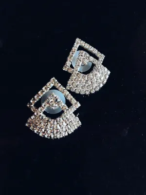 Vintage 80’s Geometric Rhinestone Earrings