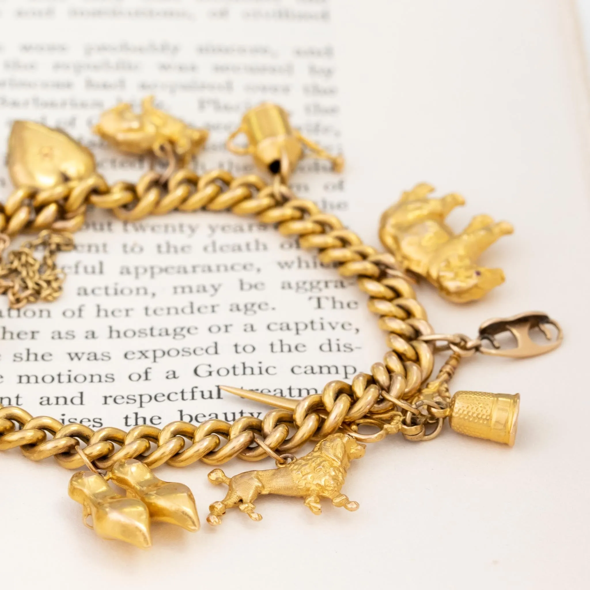 Vintage Curb Link Charm Bracelet, French