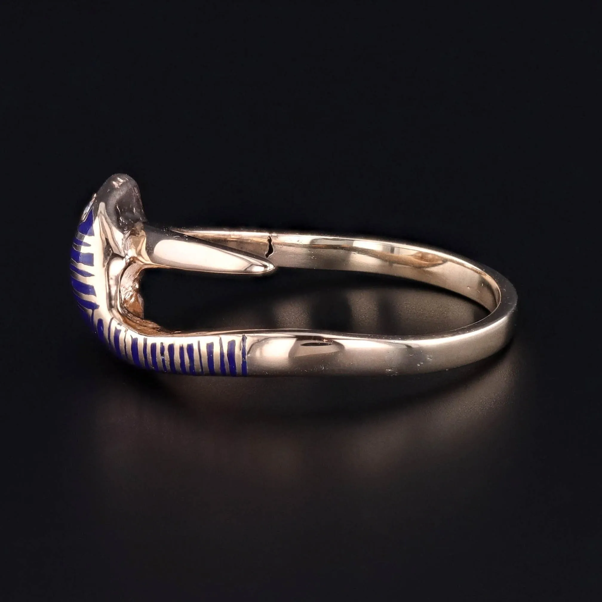 Vintage Enamel Snake Ring of 14k Gold