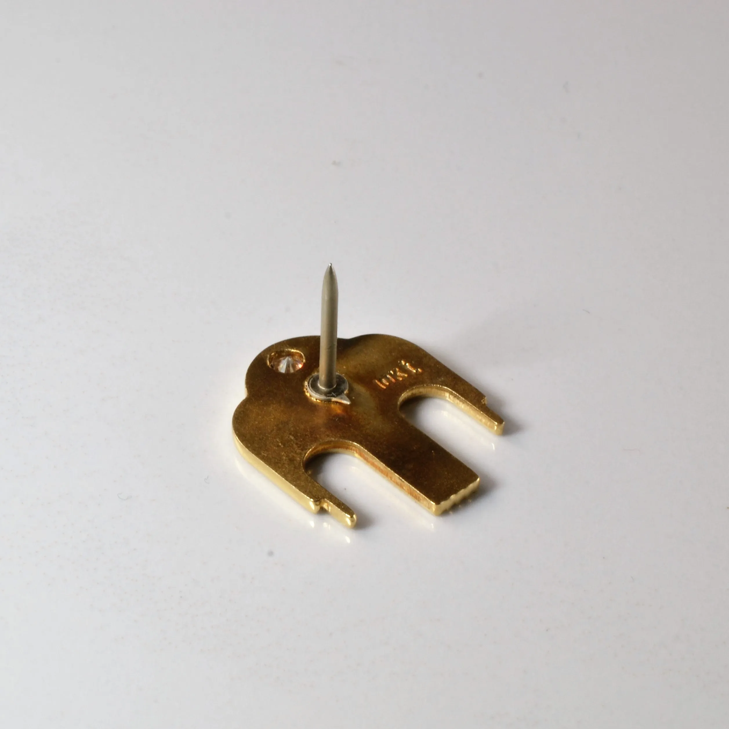 Vintage Flush Set Solitaire Diamond Gold Pin | 0.12ct |