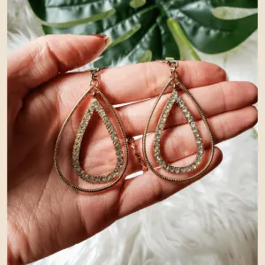 Vintage - Gold & Rhinestone Teardrop Earrings