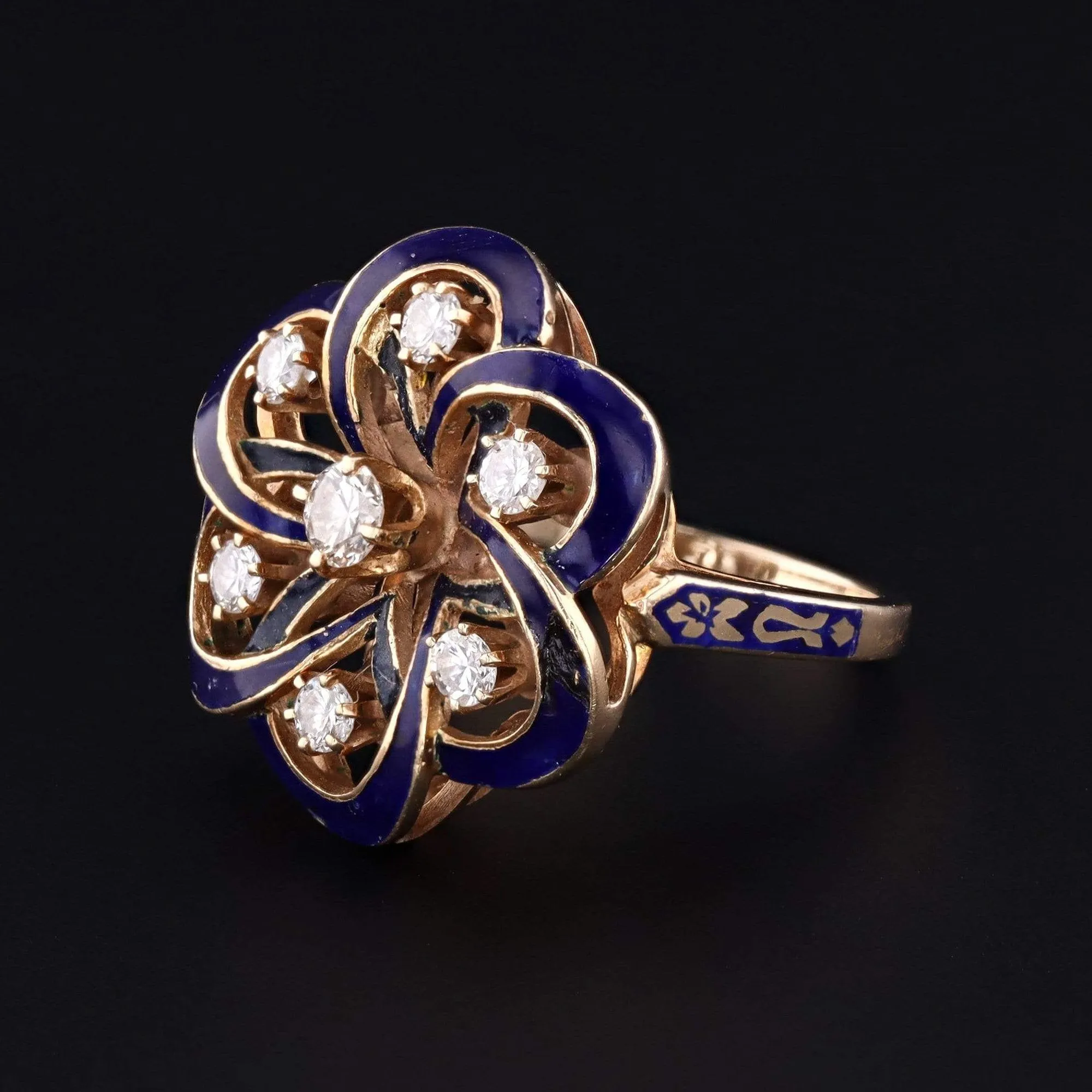 Vintage Gold, Enamel & Diamond Ring | Vintage Enamel Ring