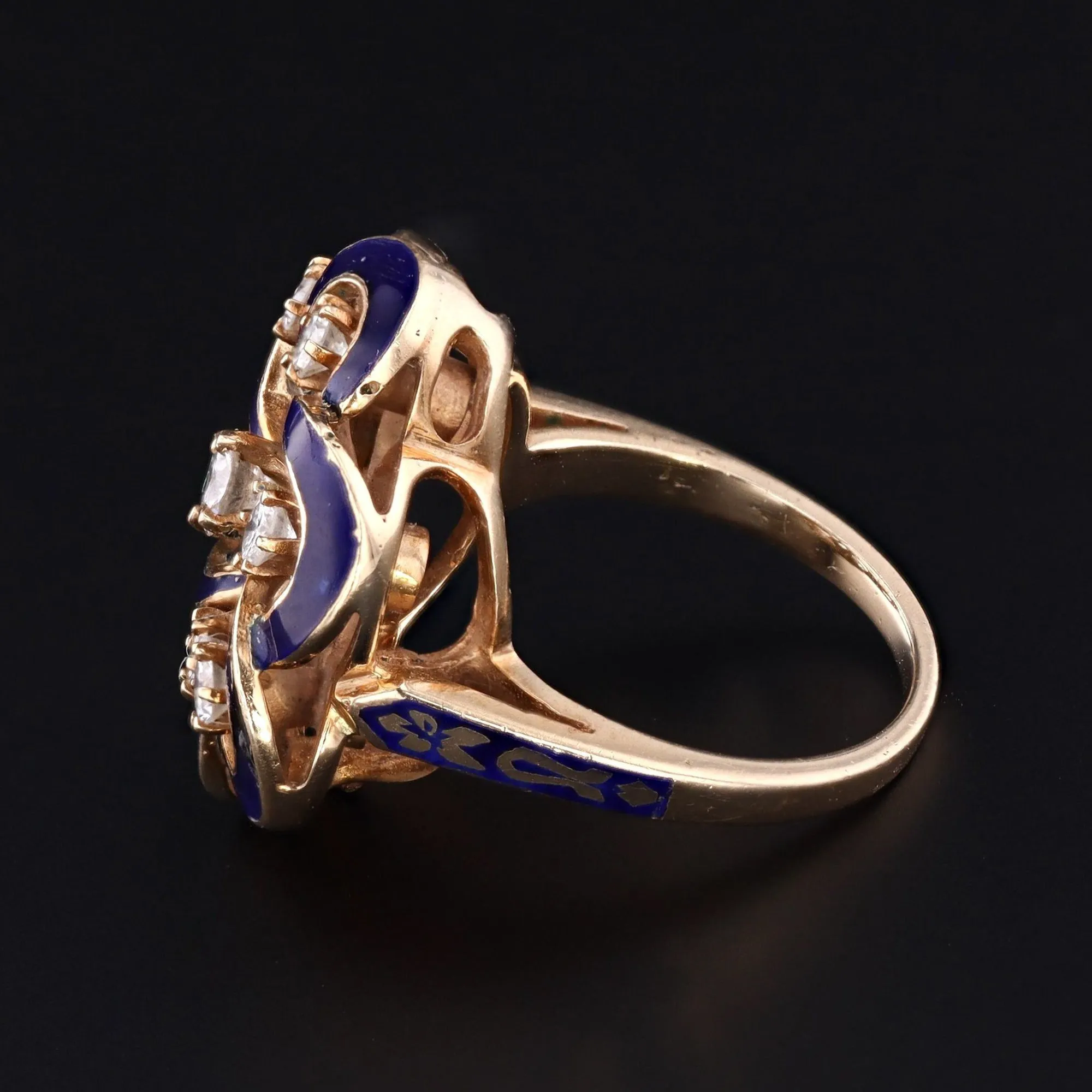 Vintage Gold, Enamel & Diamond Ring | Vintage Enamel Ring
