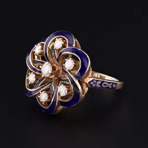 Vintage Gold, Enamel & Diamond Ring | Vintage Enamel Ring