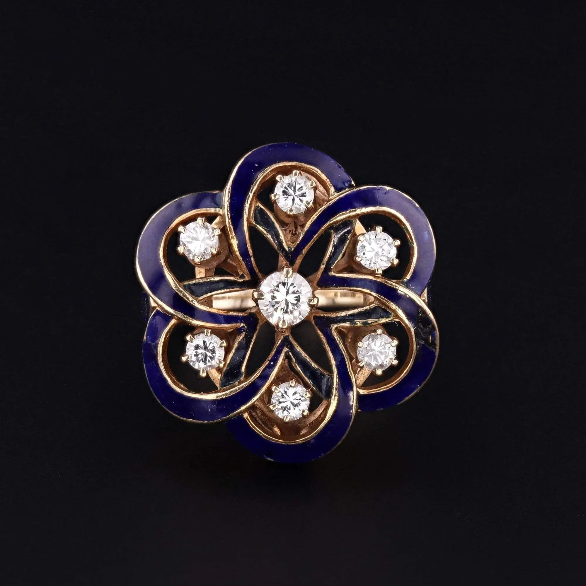 Vintage Gold, Enamel & Diamond Ring | Vintage Enamel Ring