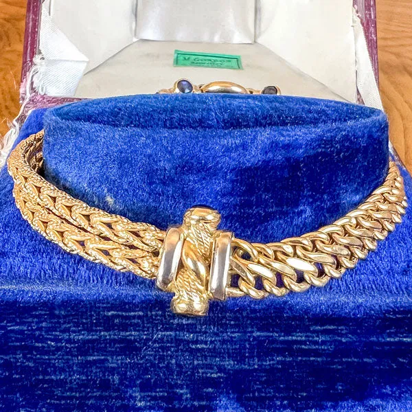 Vintage Gold Link & Sapphire Bracelet