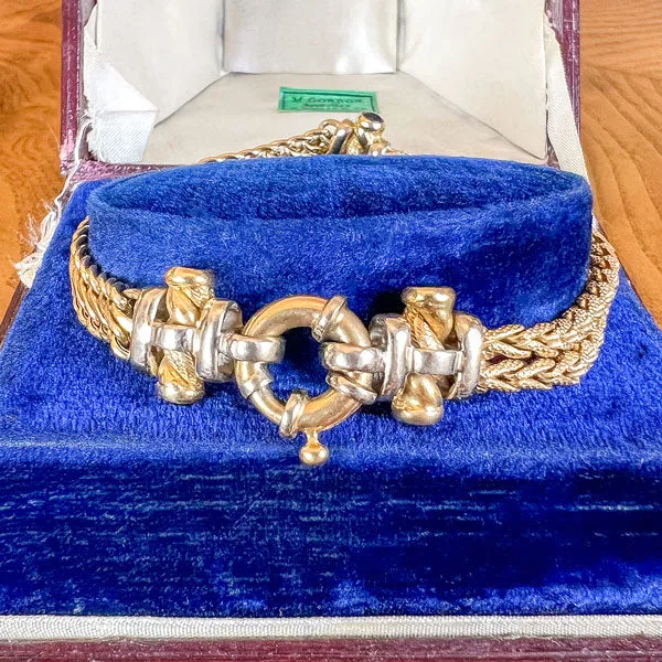 Vintage Gold Link & Sapphire Bracelet